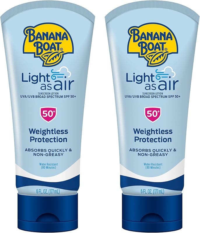 Banana Boat Light As Air Sunscreen Lotion SPF 50, 6 Fl Oz (2 Pack)