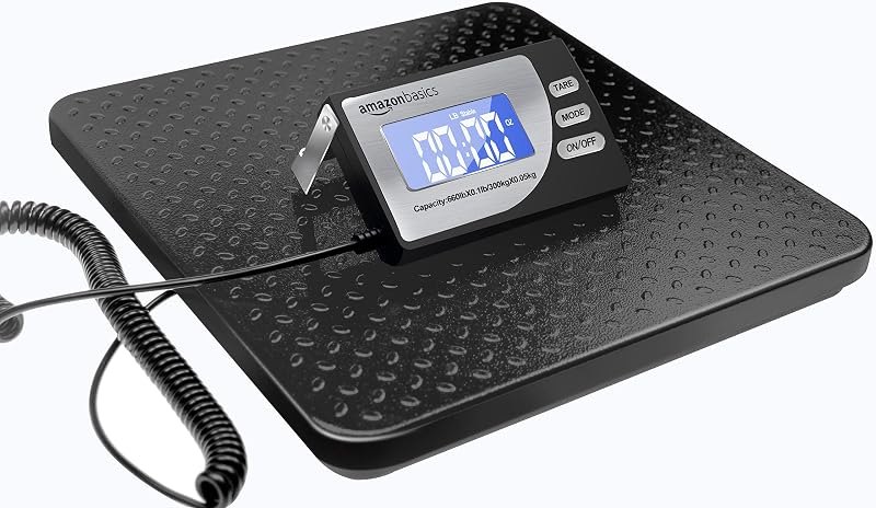 Amazon Basics Digital Shipping Postal Scale with Tare Function, Heavy Duty Weighing Platform, 660 lb Capacity, 1 Ounce