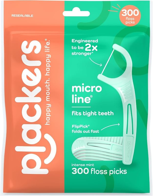 Plackers Micro Line Floss Picks, Intense Mint, 300 Count — Head-to-head picks when two products for head head picks when