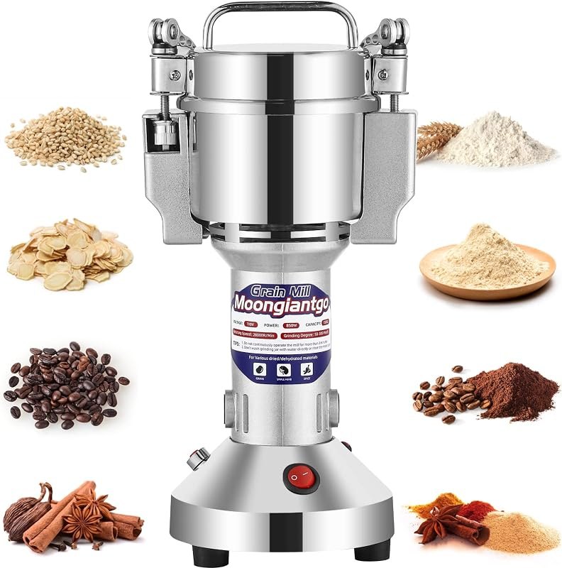 Moongiantgo Grain Mill Grinder Electric, 150g Upright, 110V — food mill no leak for food mill durable heavy duty