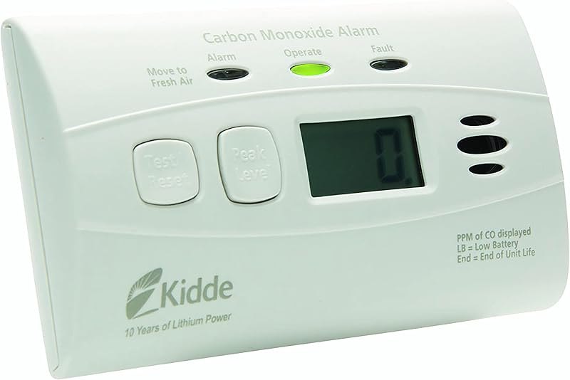 Kidde Carbon Monoxide Detector, 10-Year Battery Powered, Digital Display, LED Status Indicators, 85 dB Alarm, 3rd