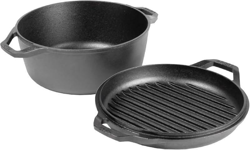 Chef Collection 6 Quart Pre-Seasoned Cast Iron Double Dutch Oven — dutch oven for best cast iron skillet best rated