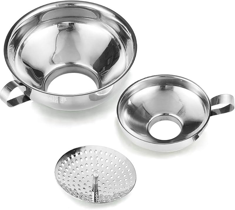 Delove Canning Funnel with Strainer for Wide and Regular Mason Jars - Wide-Mouth Funnels for Kitchen Use - Canning