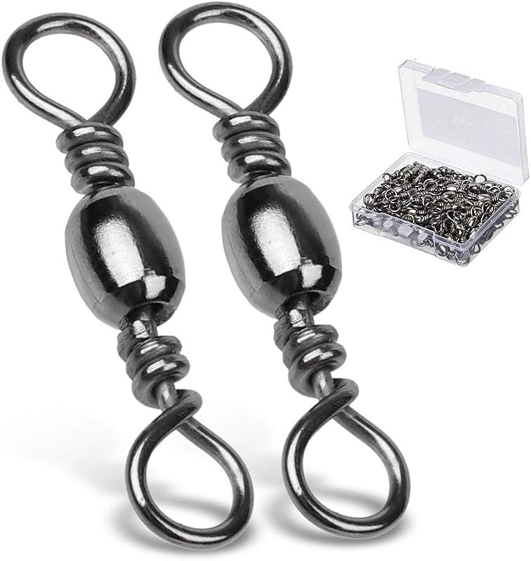 AMYSPORTS High Strength Fishing Swivels Barrel Solid Ring Barrel Fishing Swivel Rolling Fishing Tackle Line Connector