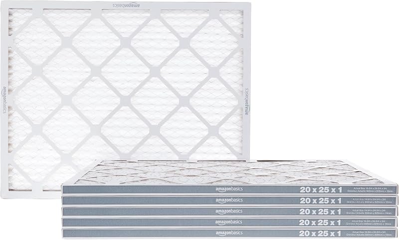 Amazon Basics 20x25x1 Air Filter 6-Pack, MERV 8 AC Furnace Filters, Removes Dust, Electrostatic, Allergen Control