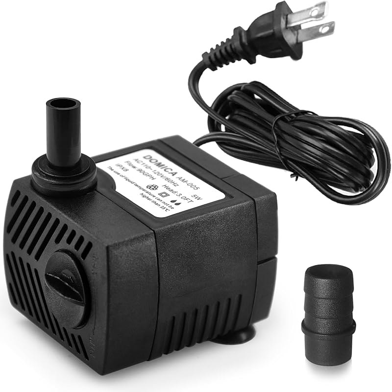 90 GPH Mini Submersible Pump, Small Fountain Pump (5W 350L/H) for water feature, Aquariums, Fish Tank, Tabletop