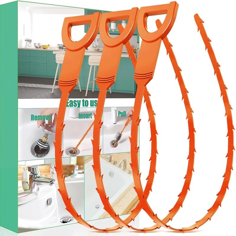 Drain Snake Hair Drain Clog Remover - 3 Pack Shower Sink Unclogger Tool — hair clog remover for enzyme drain cleaner