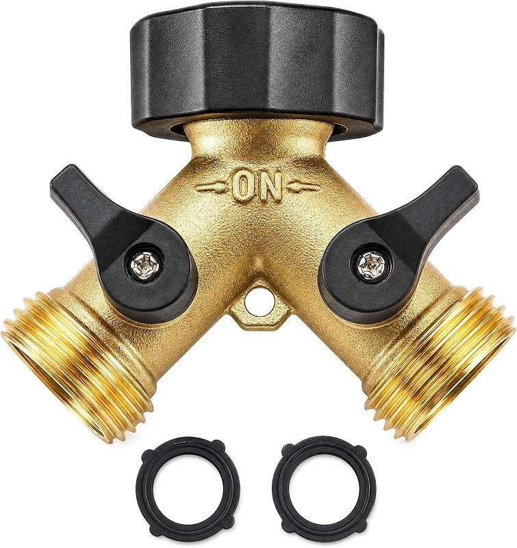 Xiny Tool Hose Splitter, Garden Hose Splitter Heavy Duty 2 Way, Solid Brass Water Hose Y Splitter 2 Valves with 2