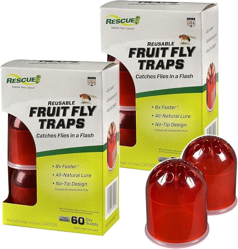 RESCUE! Reusable Indoor Fruit Fly Traps with Non-Toxic Liquid Attractant - 2 Traps, 2-Pack (4 Traps) — fruit fly trap