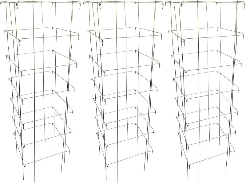 Happy Trees Large Heavy Duty Folding Tomato Cages, 3-Pack, Made in USA — heavy duty tomato cage pack for heavy duty
