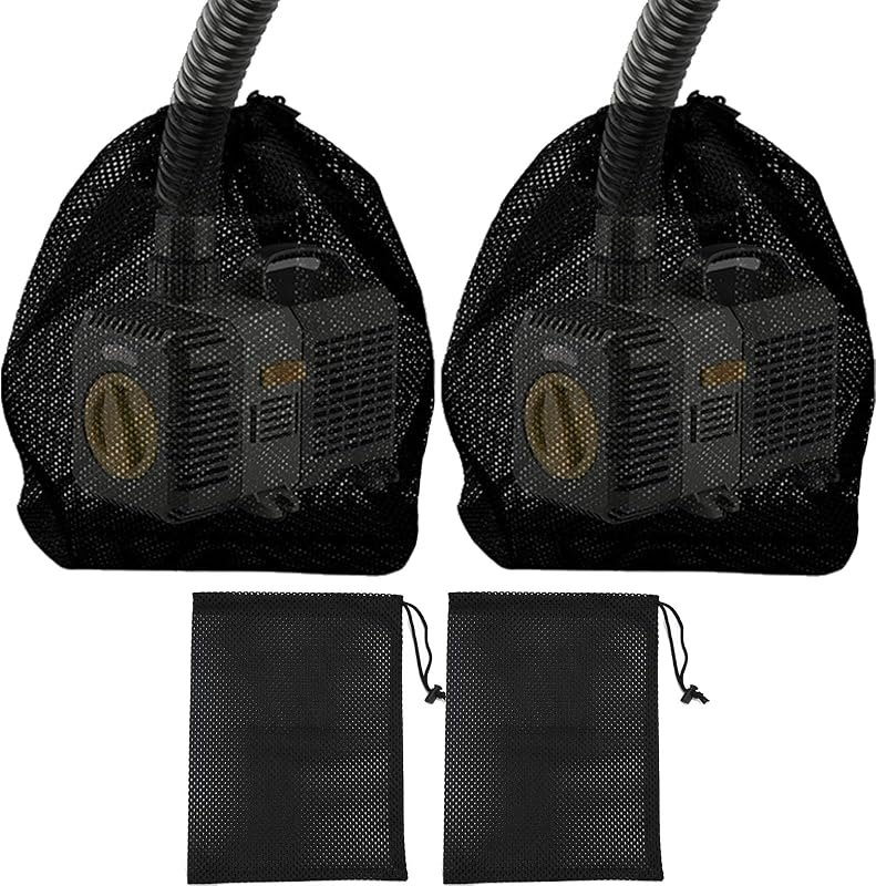 Pond Pump Mesh Bag 2 Packs 12.2"x 15.9" Pump Barrier Bag with Drawstring, Black Swimming Pool Bags for Pond