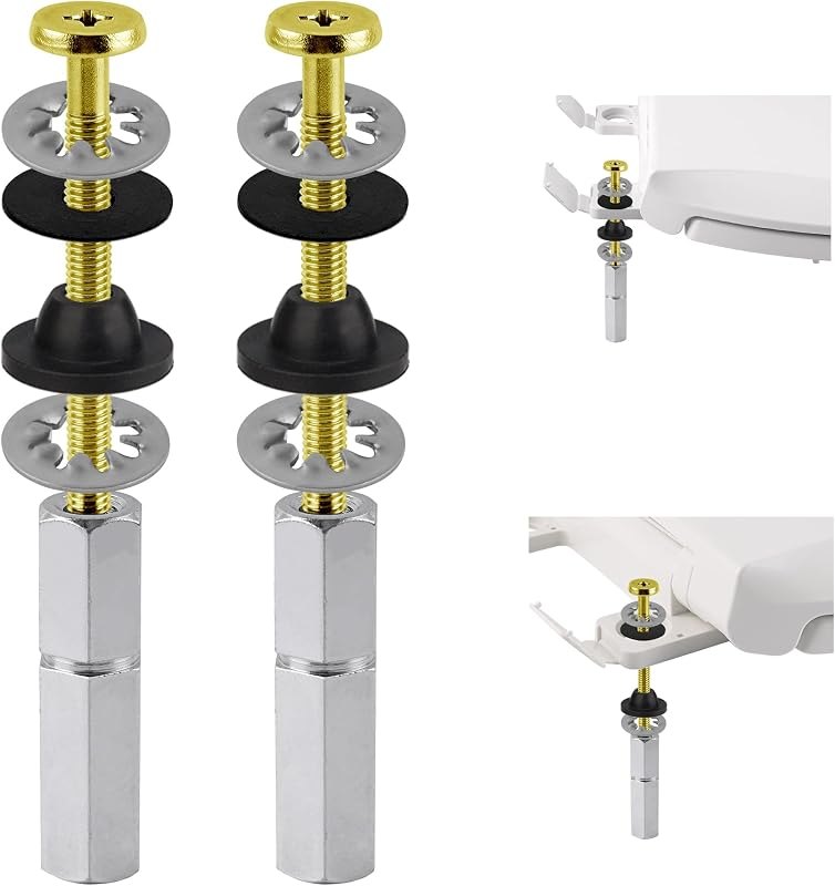 Hibbent 2 PCS Universal Toilet Seat Bolts Kit, Brass Bolts with Metal Nuts — toilet bolts for toilet wax ring durable
