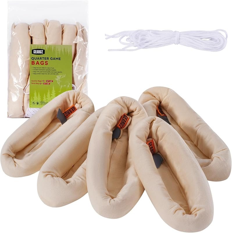 GearOZ Elk Game Bags Hunting Meat Bag 5-Pack Reusable Rolled Heavy Duty Quarter Bags, Durable Hunters' Game Bags Large
