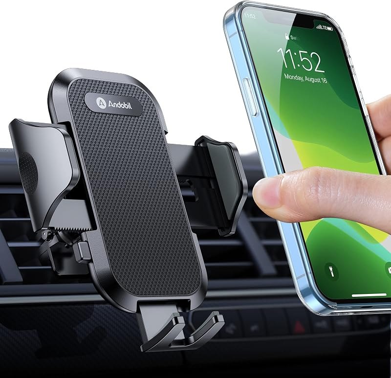 andobil 2026 Upgraded Car Phone Holder Mount for Vent, Military Sturdy Metal Clip Air Vent Phone Holder for Your Car