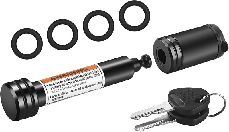METOWARE Trailer Hitch Lock, 5/8" Dia Hitch Pin, Fit 2" Receiver, Black — hitch-pin-lock for trailer hitch under 30