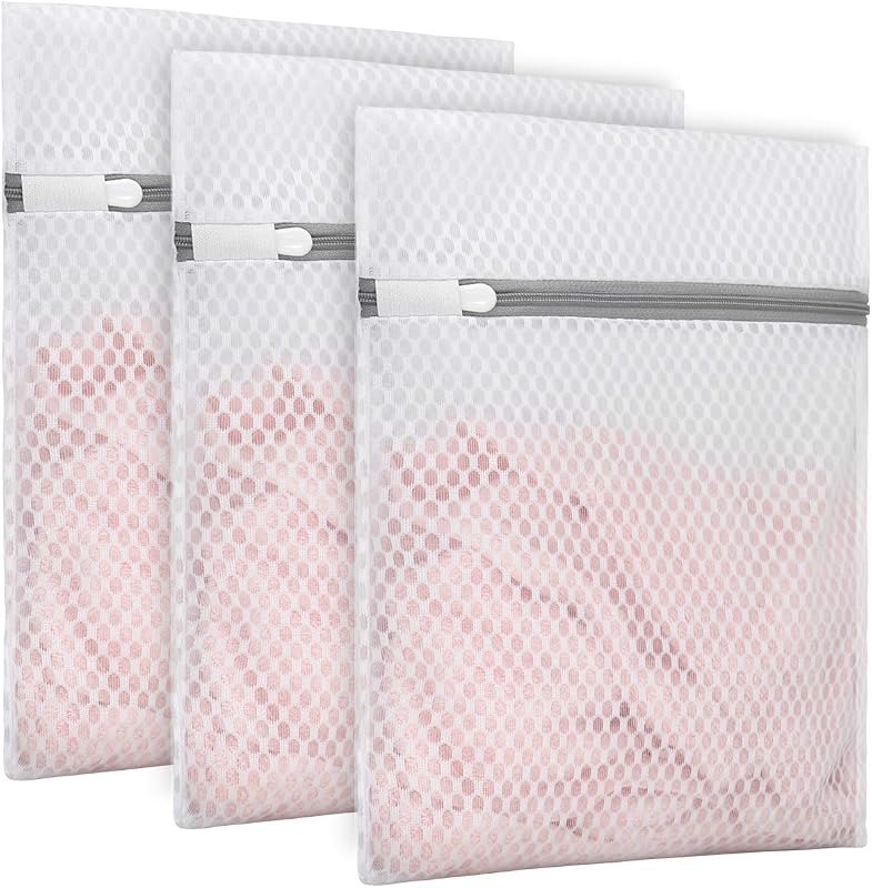 Muchfun 3Pcs Durable Honeycomb Mesh Laundry Bags for Delicates 9x12 Inches — delicates bag for mesh laundry bag under