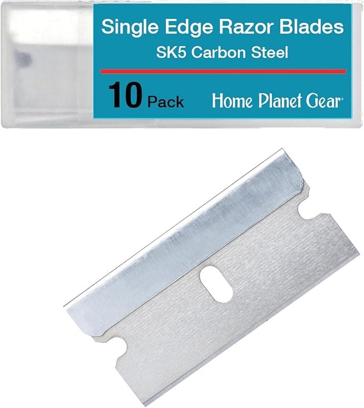 Single Edge Razor Blade 10 Pack - Straight Edge Razor - Ten Sharp Flat Blades in Convenient Storage Box - Oven Scraper