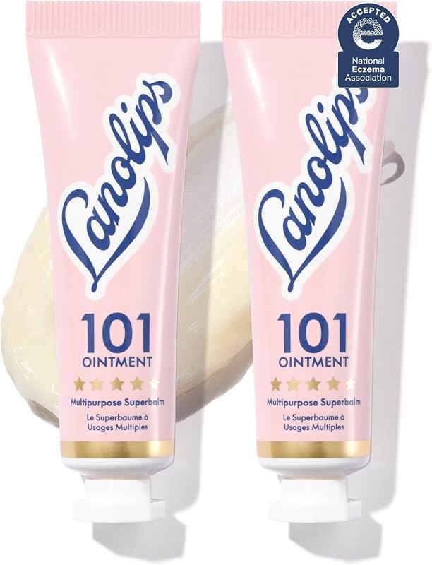 Lanolips 101 Multipurpose Ointment Duo - Lanolin Lip Balm & Healing Ointment for Skin Barrier Repair - Moisturizer for