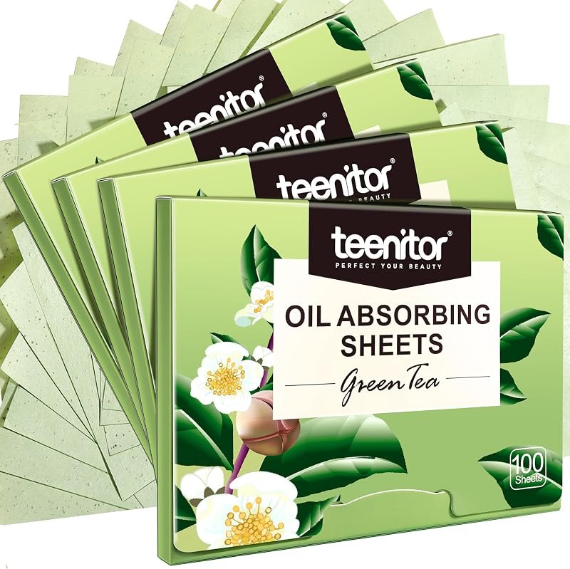 Teenitor Oil Blotting Sheets for Face, 400 Sheets Green Tea Oil Absorbing Sheets Blotting Paper for Oily Skin, Oil