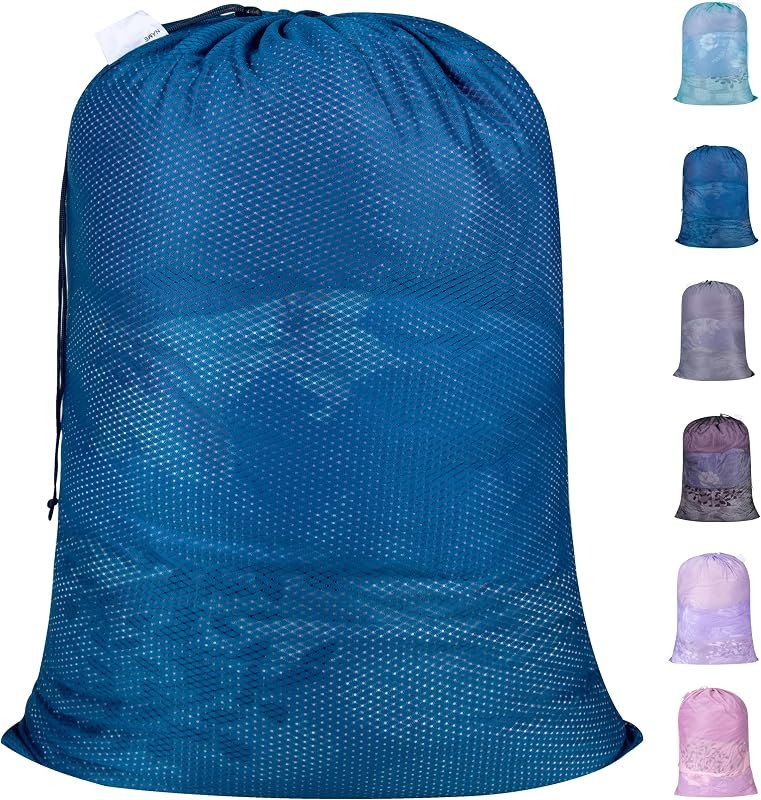 Polecasa Heavy Duty Diamond Mesh Laundry Bag, 24x36", Blue