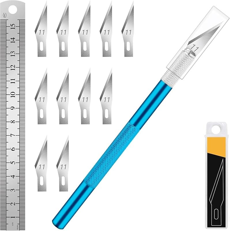 DIYSELF Precision Craft Knife with 10 Extra #11 Blades, 6-Inch Metal Ruler