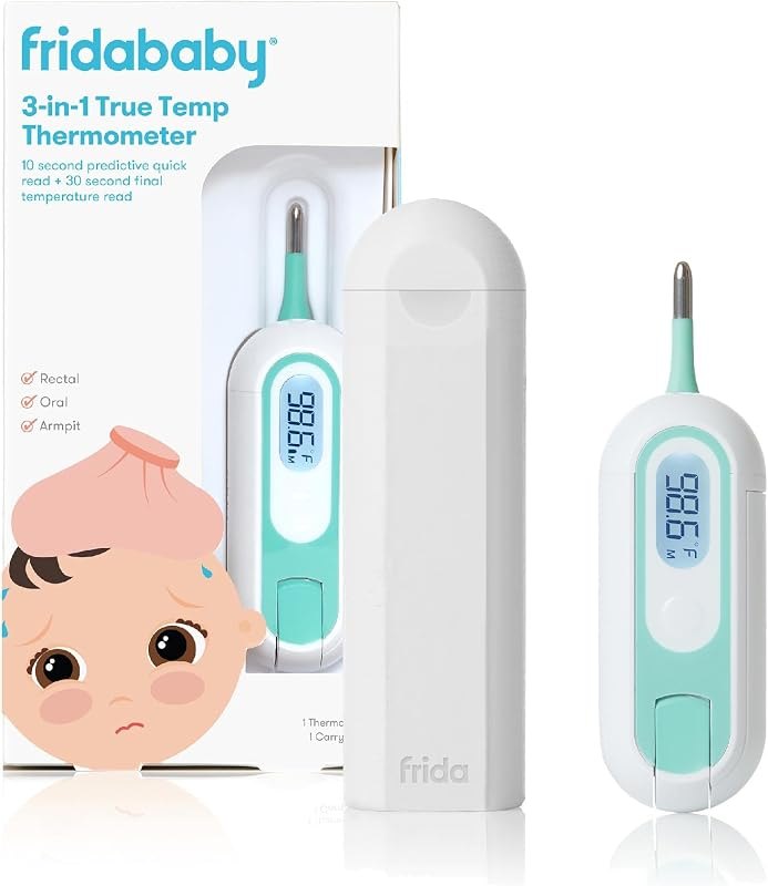 Frida Baby 3-in-1 Rectal, Underarm & Oral Thermometer for Kids, Digital Baby Thermometer for Infants, Toddlers, &