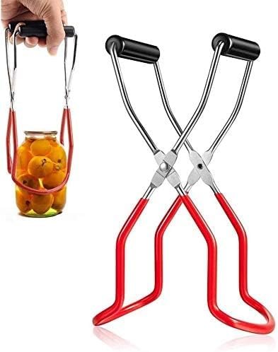 Canning Jar Lifter Tongs - Stainless Steel Jar Lifter with Rubber Grips — jar lifter for mason jar lids regular mouth