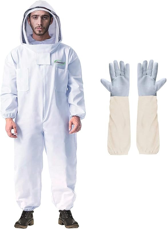 LONGADS Bee Suit for Men, Full Body Beekeeper Suit with Gloves and Veil XL — bee suit with veil kit for bee suit with