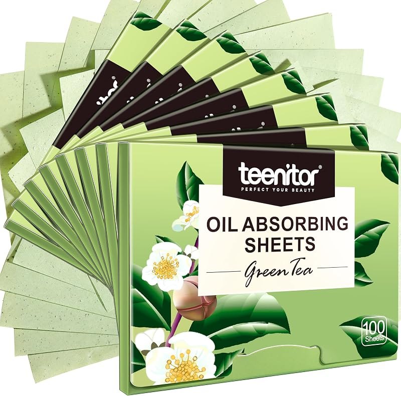 Teenitor Green Tea Blotting Paper - 800 Oil Absorbing Sheets for Oily Skin, Face Oil Control Film — oil blotting