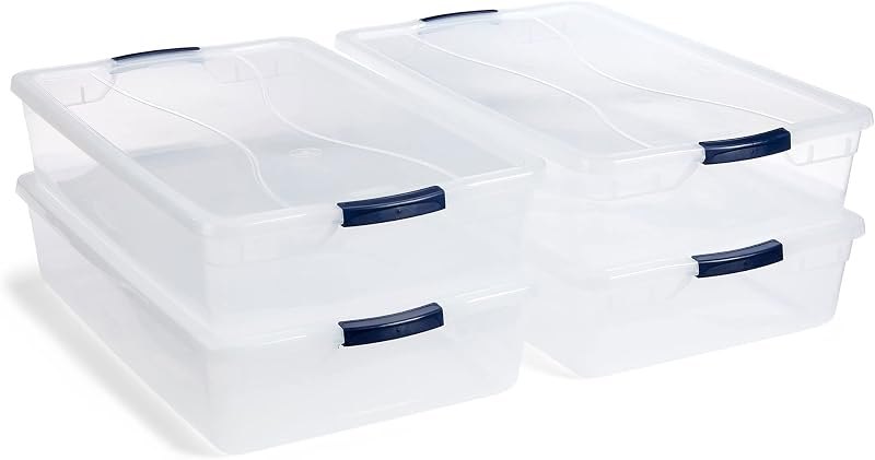 Rubbermaid Cleverstore 42 Quart Stackable Plastic Storage Container Organizer Bin with Latching Lids for Garage