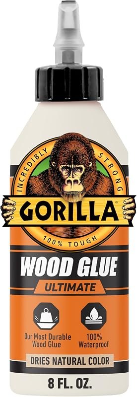 Gorilla Ultimate Waterproof Wood Glue, Natural Color, 8 oz — Woodworking no leak for woodworking