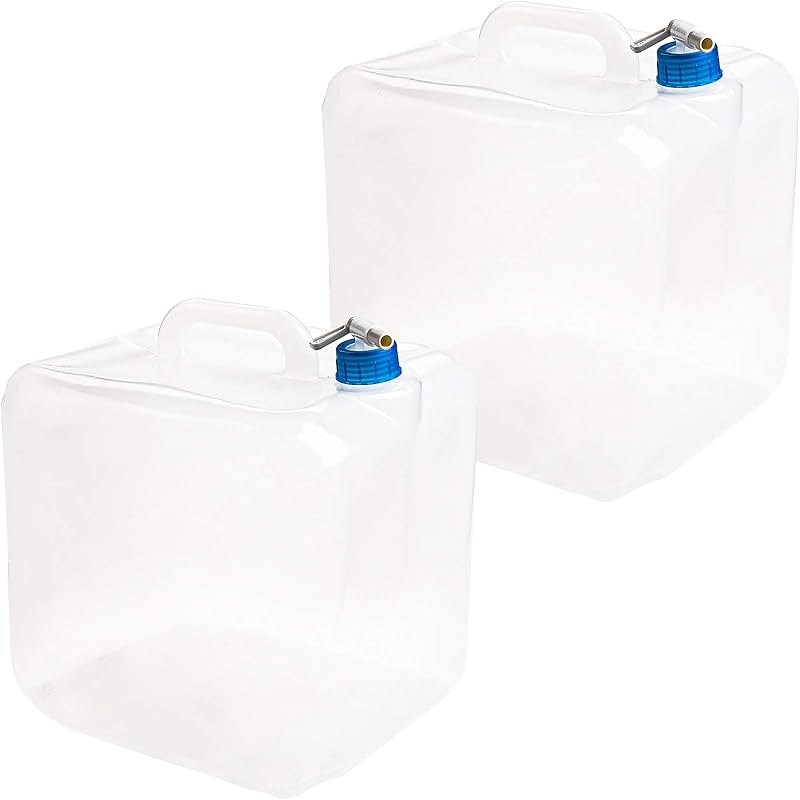 Cedilis 2 Pack 5.3 Gallon Collapsible Water Container with Spigot, Food Safe Water Storage Jug, BPA-Free Camping Water