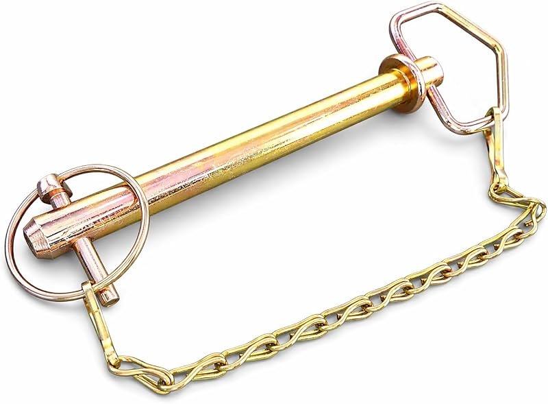 Tech Team #00852 Hitch Pin with Chain and Linchpin, 5/8” Dia x 6” Long, for Secure Mounting of Hitches and Axles
