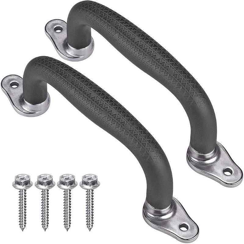 SELEWARE 2Pcs Black Playground Safety Handles Kids Playground Grab Handles — frame grips for hive tool durable heavy