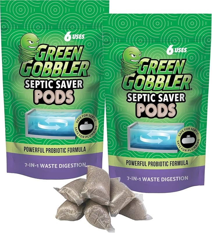 Green Gobbler Septic Tank Treatment Packets, 12 Month Supply - Powerful Natural Bacterial & Enzymes to Prevent Costly