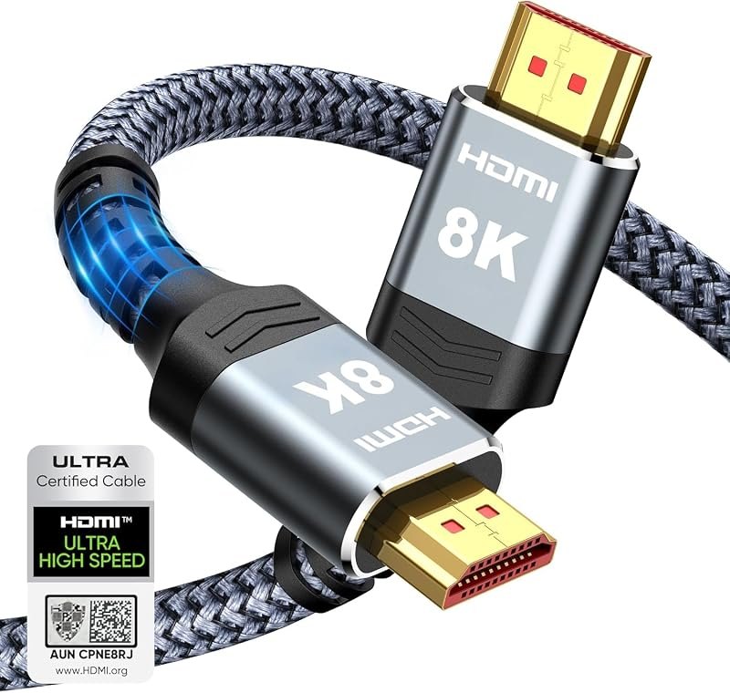 Highwings 8K@60 HDMI Cable 10FT/3M, Certified 48Gbps 2.1 Ultra High Speed — 10ft for best HDMI 2.1 cable