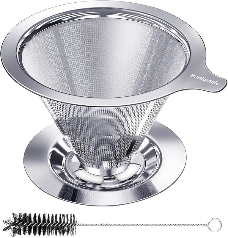 Hanlomele Pour Over Coffee Dripper, Paperless Reusable Coffee Filter, Pour Over Coffee Maker for Single Cup Brew