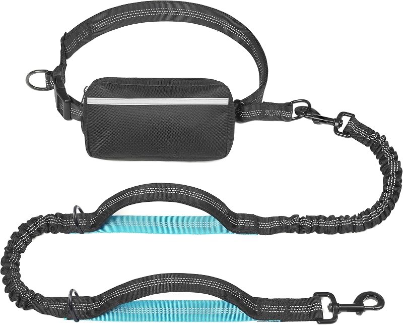 iYoShop Hands Free Dog Leash with Zipper Pouch, Medium, 8-25 lbs, Black — leash for best dog accessories travel compact