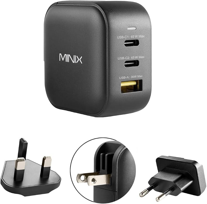 MINIX P1 66W Turbo 3-Port GaN Travel Wall Charger USB C Fast Power Adapter — travel for best GaN charger
