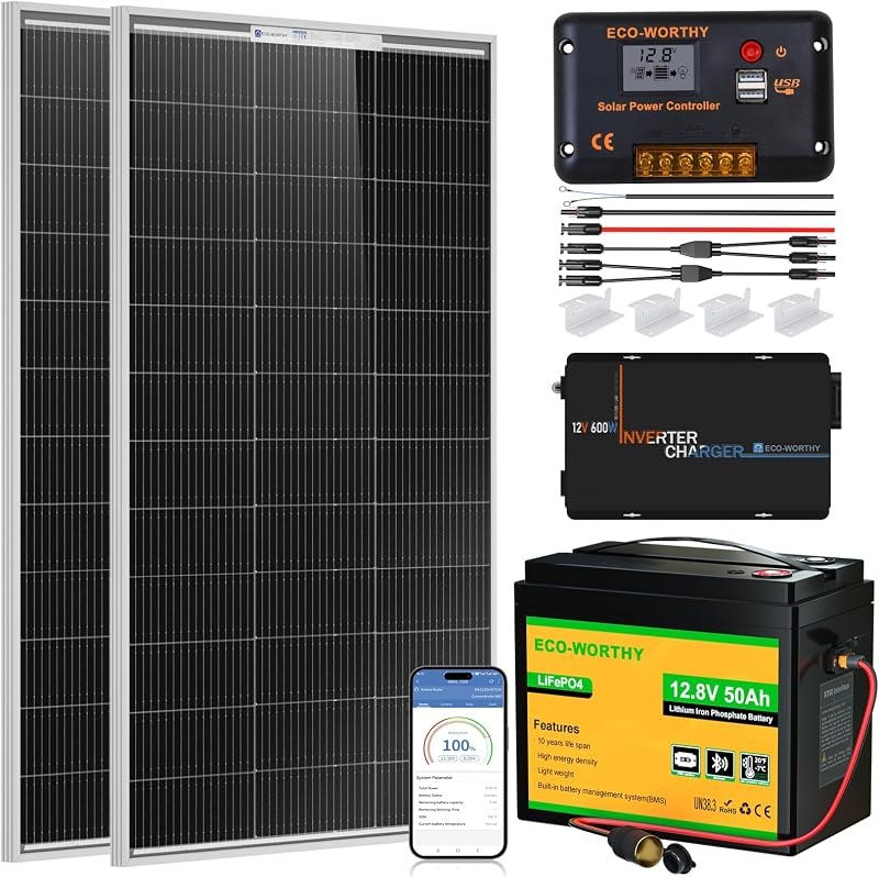 ECO-WORTHY 200 Watt 12V Complete Solar Panel Starter Kit for RV Off Grid — Off Grid refill for off grid kit