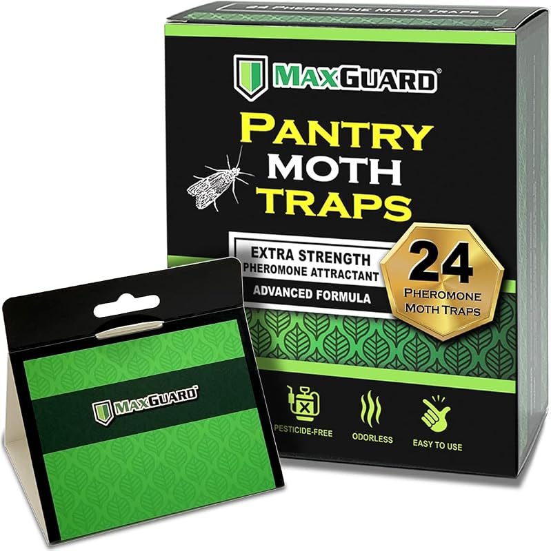 MaxGuard Pantry Moth Traps (24 Pack) with Extra Strength Pheromones