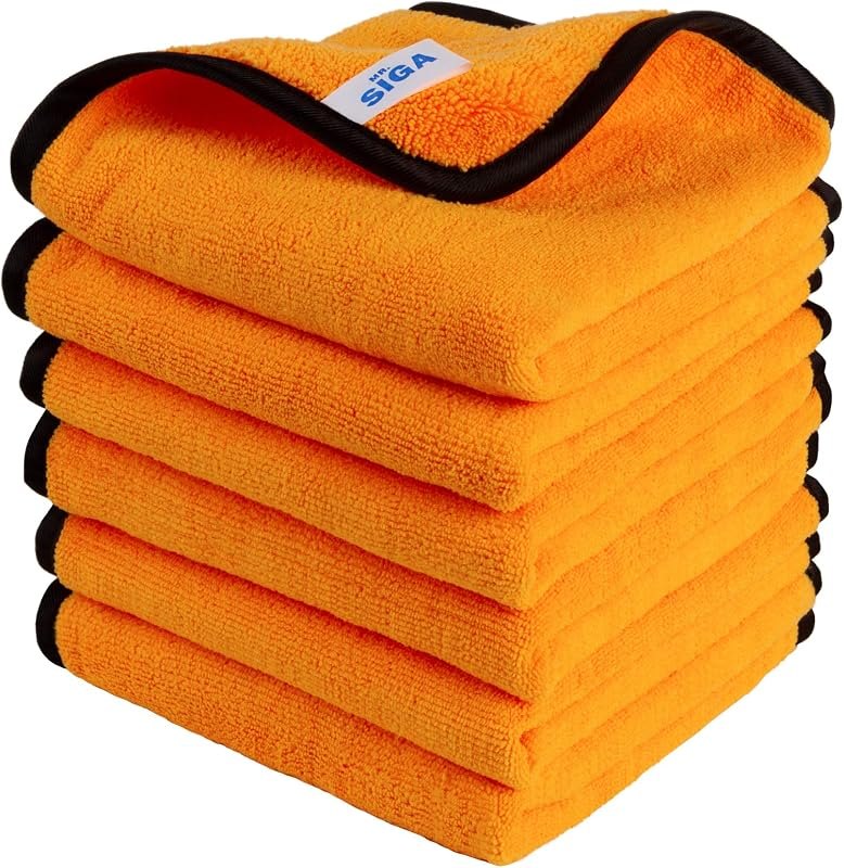MR.SIGA Professional Microfiber Towels for Cars, Scratch Free, 6 Pack — car microfiber towels for microfiber cleaning