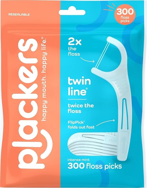 Plackers Twin Line Floss Picks, Intense Mint, 300 Count — Head-to-head picks when two products for head head picks when