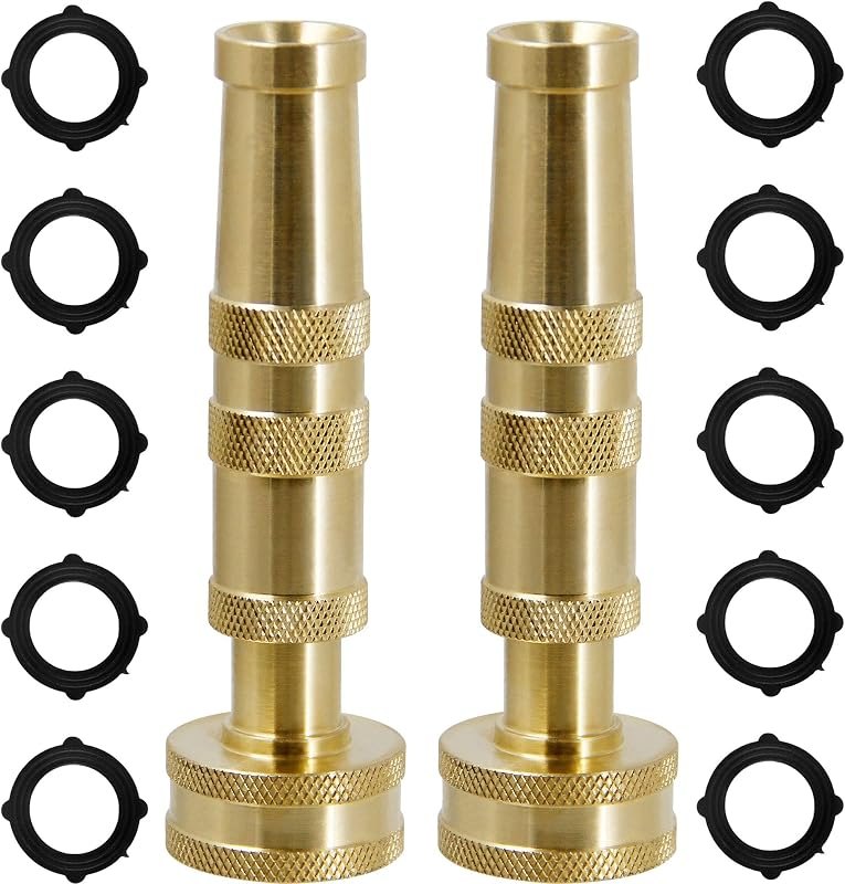 Triumpeek Solid Brass Hose Nozzle, 2 Packs — metal hose nozzle replacement for metal hose nozzle