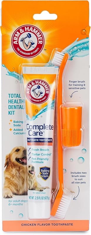 Arm and Hammer Complete Care Dog Dental Kit, Chicken Flavor, 2.5 Oz — toothbrush for best dog accessories under 40