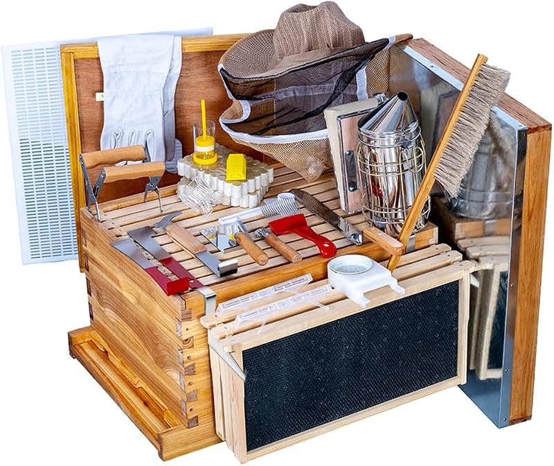 Beehive Starter Kit 10-Frame Bee Boxes and Frames Wax Coated Bee Hives and Supplies Starter Kit Including Beekeeping