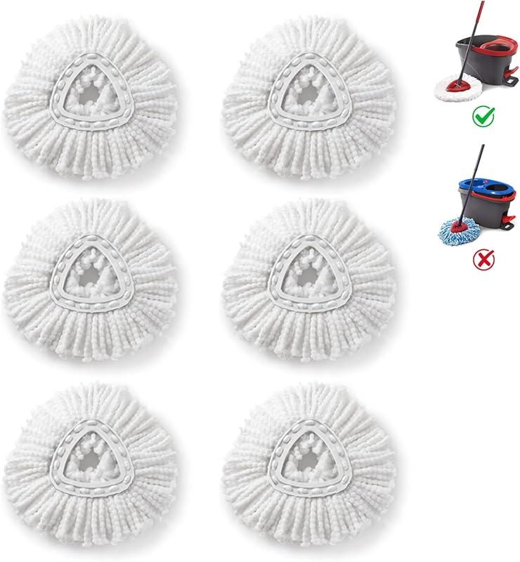 Mop Heads Replacements for O-Ceda Easy Wrin Spin System, Microfiber Refills, Easy Cleaning Mop Head Replacement White