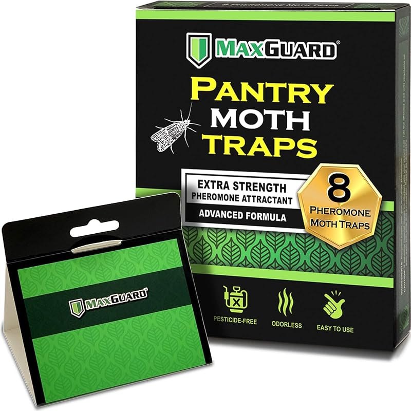Maxguard Pantry Moth Traps (8 Pack) with Extra Strength Pheromones