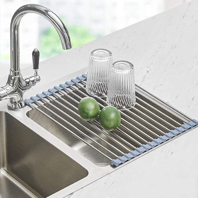 Seropy Roll Up Dish Drying Rack, Over the Sink Dish Drying Rack Kitchen Rolling Dish Drainer, Foldable Sink Rack Mat