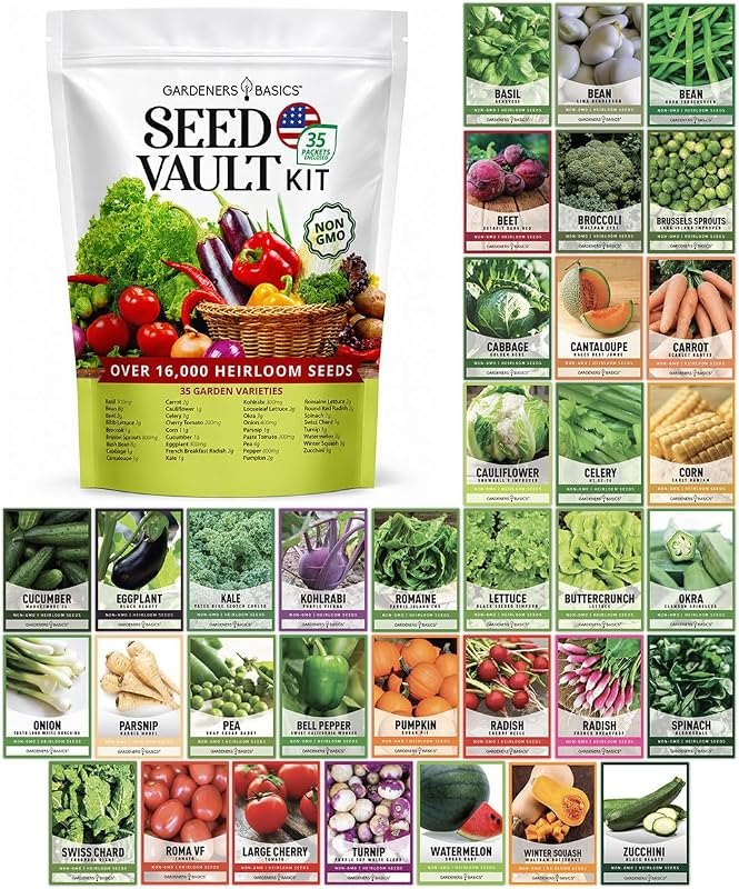 Gardeners Basics Survival Seed Vault Kit, Vegetable Seeds for Planting — Best Products for your homestead kit for